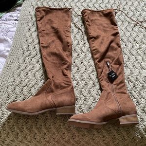 NWT. Oven the knee brown suede boots.